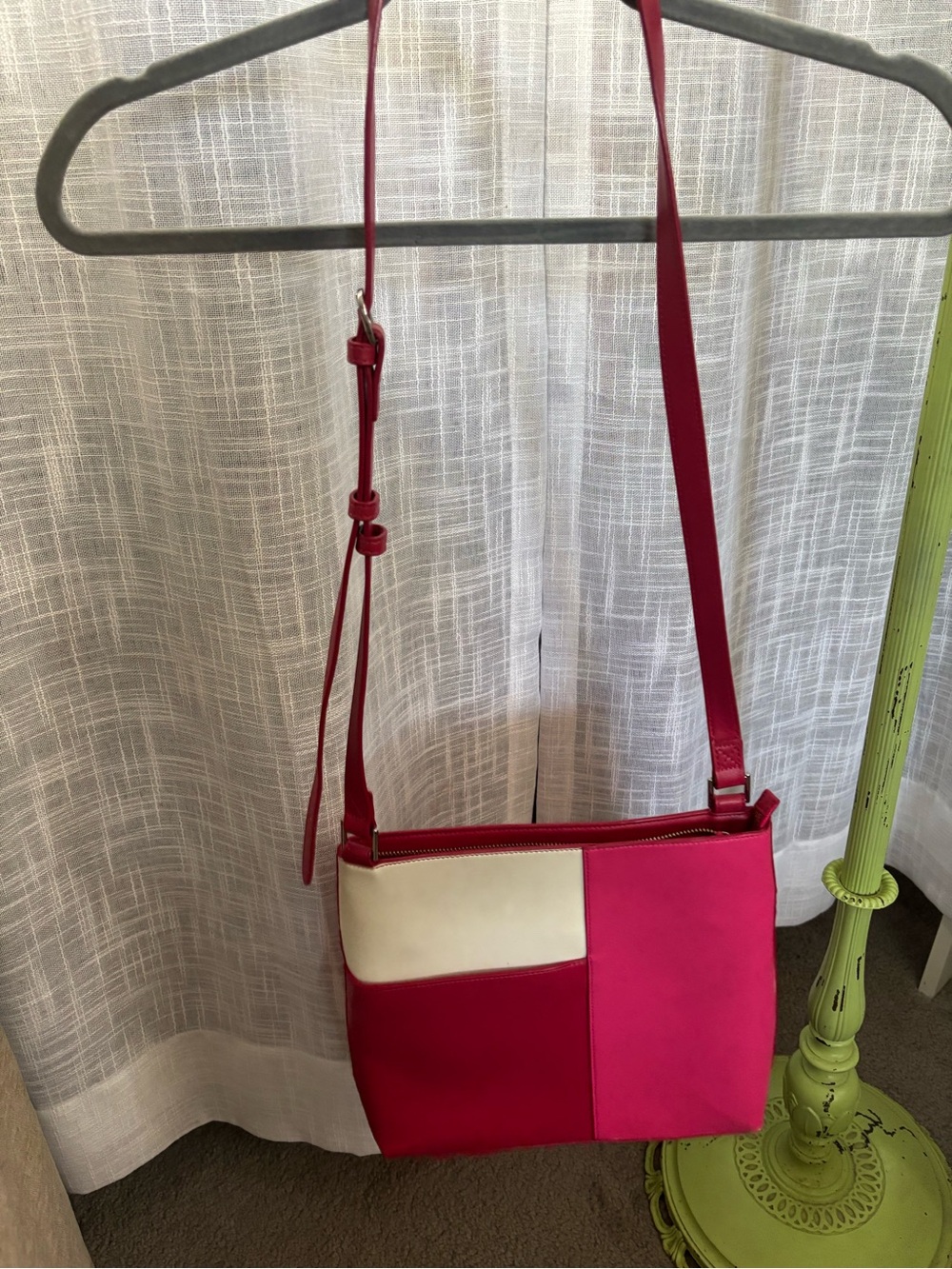 Vera Bradley Pink and Cream Colorblock Crossbody Bag